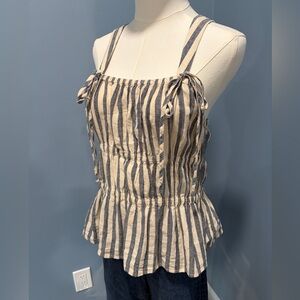 Universal Thread Blue Stripe Tie Strap Peplum Tank Top Size M